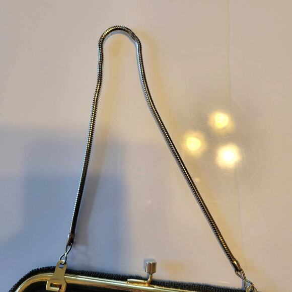 Vintage Beaded Bag Women's Small Embellished Clutch With Chain Black Tie Festive - Picture 9 of 10